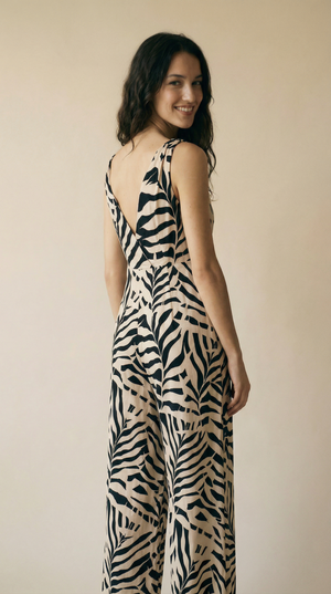 HAZEL JUMPSUIT - MONOCHROME PALMS