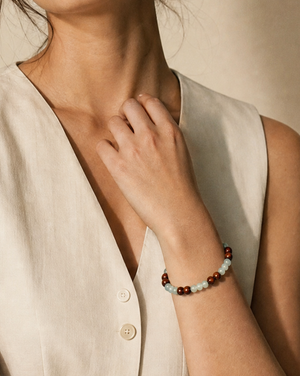Koa Wood and Jade Beaded Bracelet