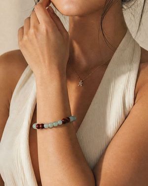 Koa Wood and Jade Beaded Bracelet