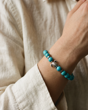 Honu Turquoise 8mm Piros Beaded Bracelet