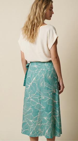 Island Wrap Skirt - Tropical Foliage Teal