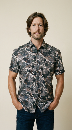 Koi en golven - Rijk grijs