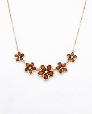 14k Gold 5 Plumeria Koa Inlay Necklace