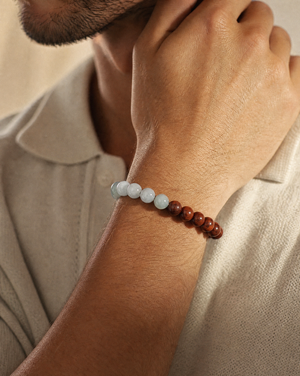 Koa Wood and Jade Beaded Bracelet