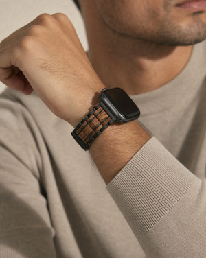 Koa Wood and Steel iWatch Band - Black or Silver Sport