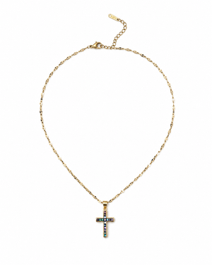 Cross with Abalone Pendant Choker Necklace