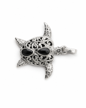 Sterling Silver Honu Pendant with Inlay