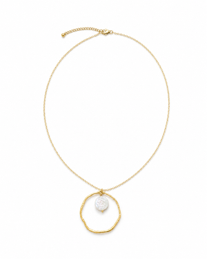 Mother of Pearl Circle Pendant Necklace