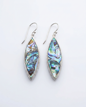 Sterling Silver Surfboard with Abalone Inlay Earrings