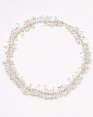Sterling Silver Abstract Coral Lei Choker Necklace