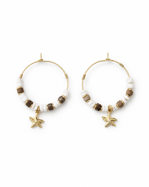 Starfish Jasper Beaded Hoop Earrings