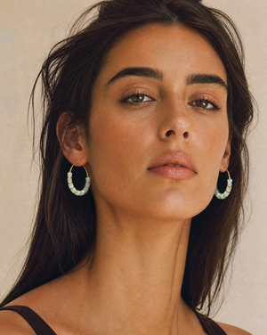 Mother of Pearl Beaded Hoop Earrings