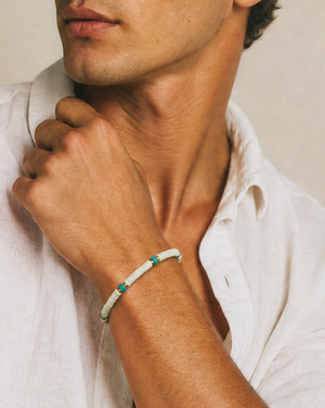 Puka Shells and Turquoise Bead Adjustable Bracelet