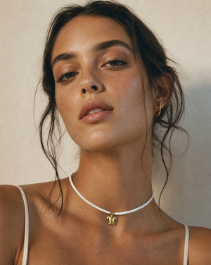 Puka Shell Choker with Gold Honu