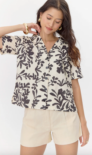 Aldo Vacation Shirt - Ecru/ Black
