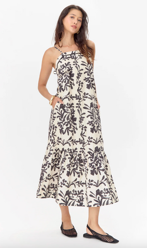 Roylia Halter Midi Dress - Ecru/ Black