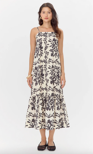 Roylia Halter Midi Dress - Ecru/ Black