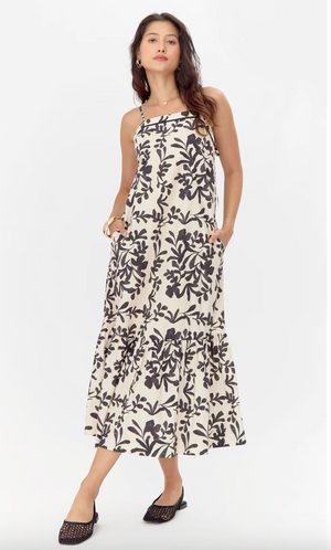 Roylia Halter Midi Dress - Ecru/ Black