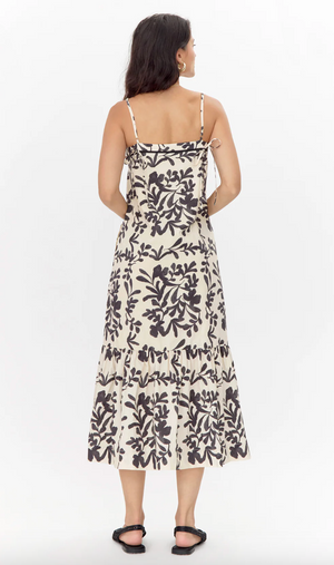 Roylia Halter Midi Dress - Ecru/ Black