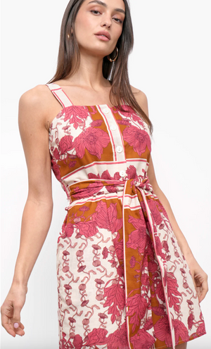 Tristin Mini Dress - Ecru/ Coral