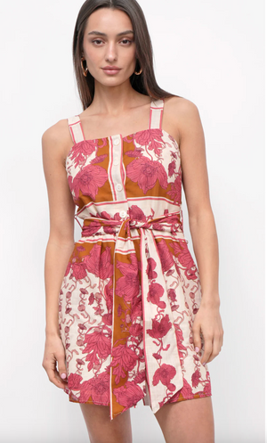 Tristin Mini Dress - Ecru/ Coral