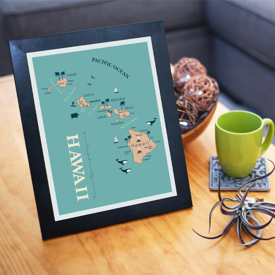 Hawaii Map 8 x 10 Print