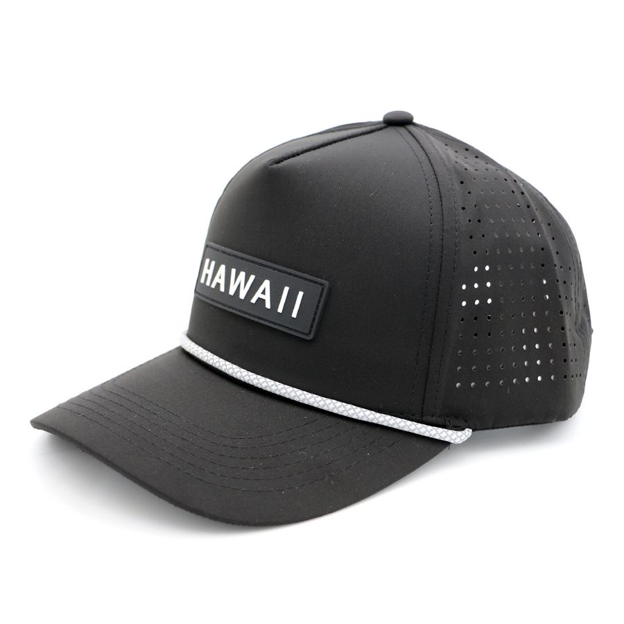 Hawaii Silicone Logo Hat - Black with White Trim