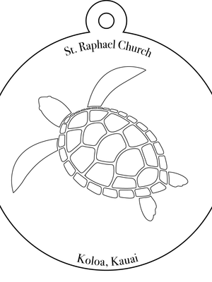 St. Raphael Koa Wood Honu Ornament
