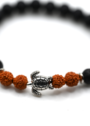 Honu with 8mm Lava Bead and Nut Bracelet