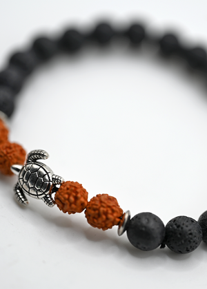 Honu with 8mm Lava Bead and Nut Bracelet
