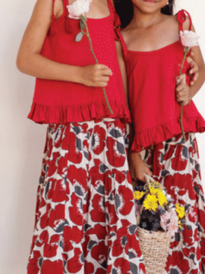 Belle Girls Skirt - Fiori Cherry