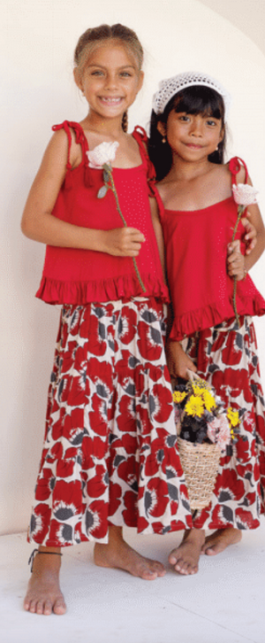 Belle Girls Skirt - Fiori Cherry