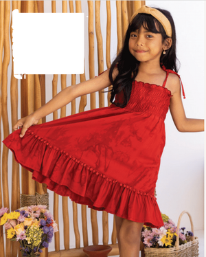 Olivia Girls Dress - Murky Scarlet