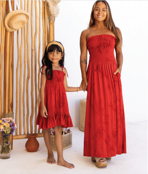 Olivia Girls Dress - Murky Scarlet
