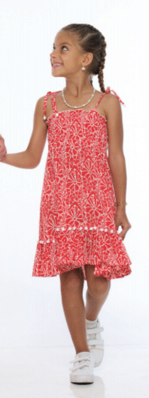 Olivia Girls Dress - Magnolia Red Coral