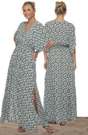 Poppy Maxi Dress - Bloomcrest Petrol