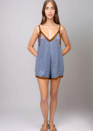 Topazio Romper - Granelli Blue & Cocoa