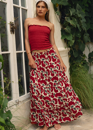 Belle Skirt in Fiori Cherry