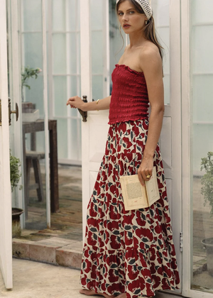 Belle Skirt in Fiori Cherry