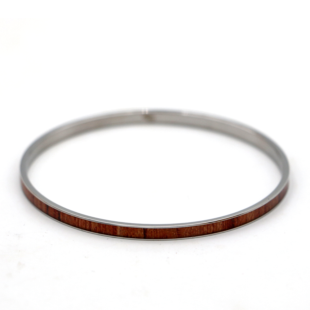 Hawaiian Koa Wood Inlaid Stainless Steel Bangle | KoaWood Ranch Hawaiian Koa Wood Inlaid Stainless Steel Bangle | KoaWood Ranch