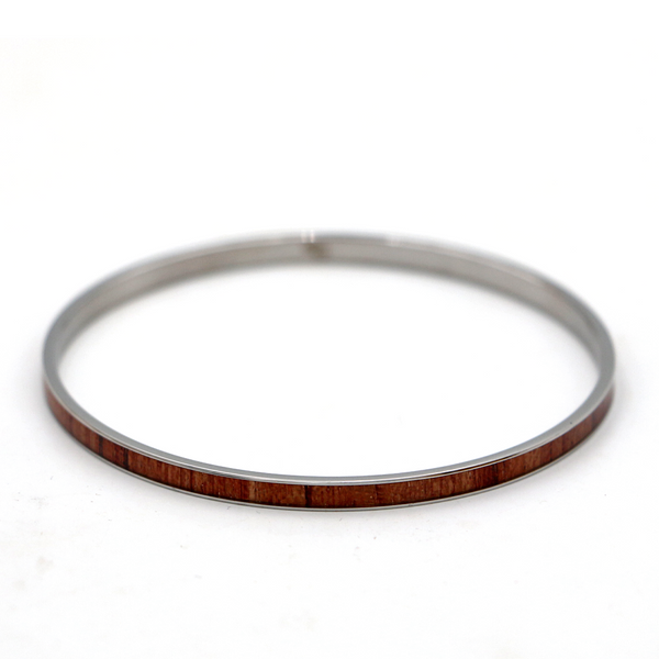 Koa Wood Stainless Steel Bangle - Gold, Rose Gold, and Silver