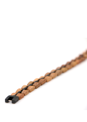 Koa and Black Stainless Steel Accent - Men's Bracelet