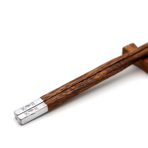 Koa Wood Chopsticks - Silver Accents