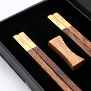 Koa Wood Chopsticks - Gold Accents