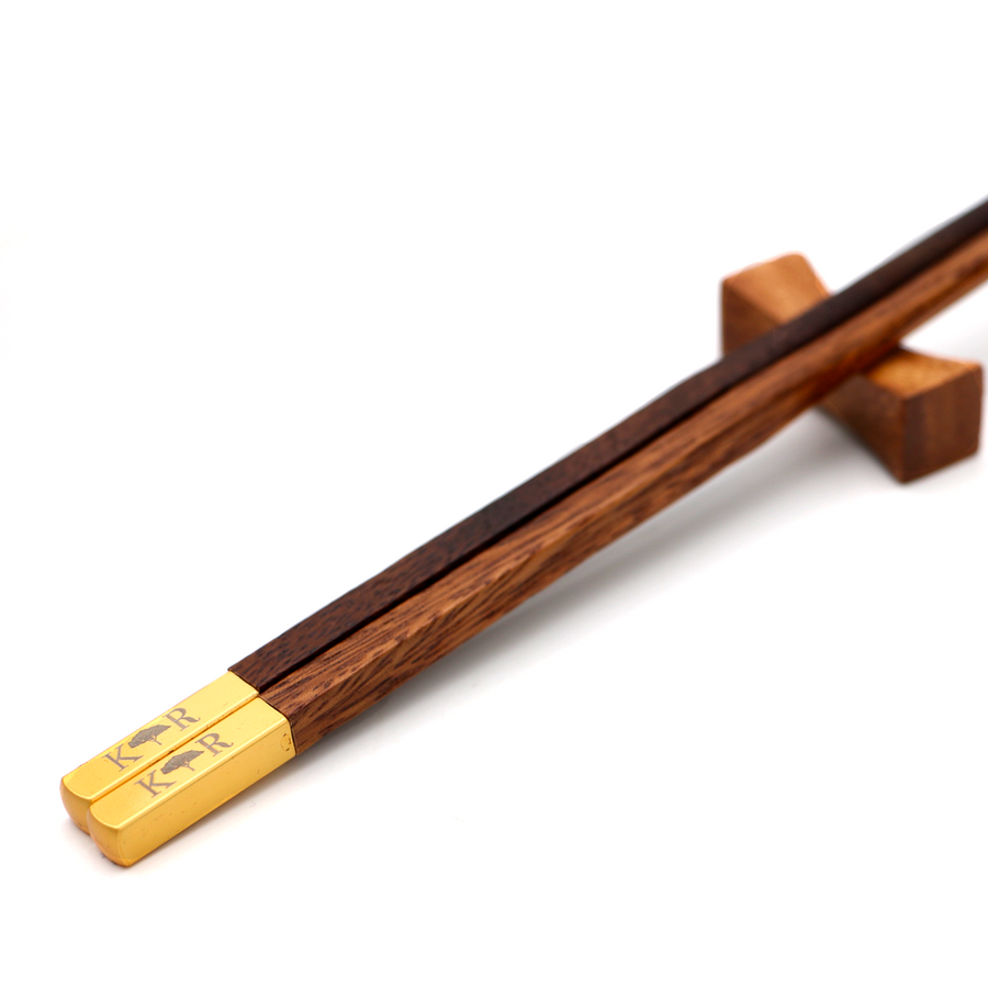 Koa Wood Chopsticks With Gold Accents