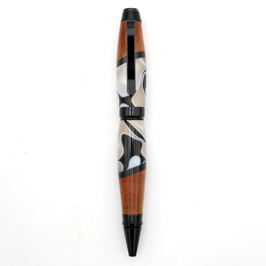Hawaiian Koa and Black/White Resin Cigar Pen