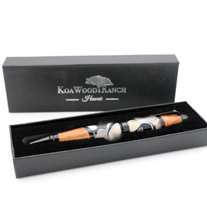 Hawaiian Koa and Black/White Resin Cigar Pen