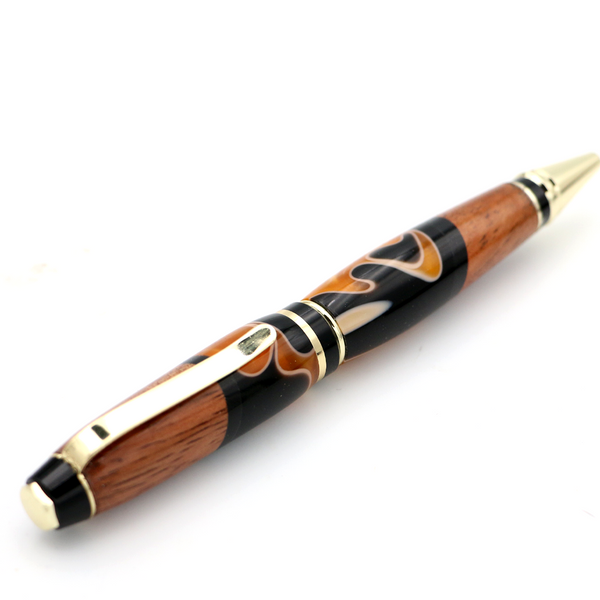 Hawaiian Koa and Black/Orange Resin Cigar Pen