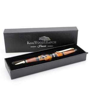 Hawaiian Koa and Black/Orange Resin Cigar Pen