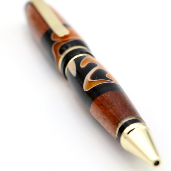 Hawaiian Koa and Black/Orange Resin Cigar Pen